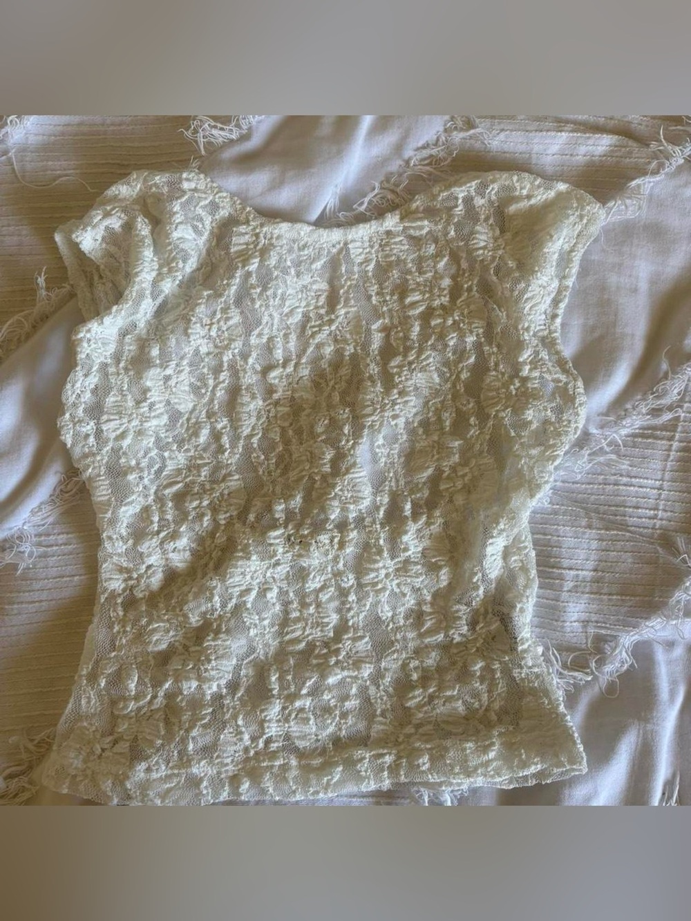 Pull & Bear Cream Backless Lace Top